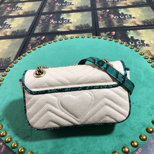 Gucci經典款女包 446744 古馳GG Marmont系列鏈條包 Gucci綠蛇牛皮單肩斜挎女包  gqy3234